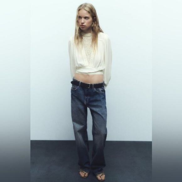 Zara Embroidered Long Sleeve Shirt Large NWT - Picture 8 of 10